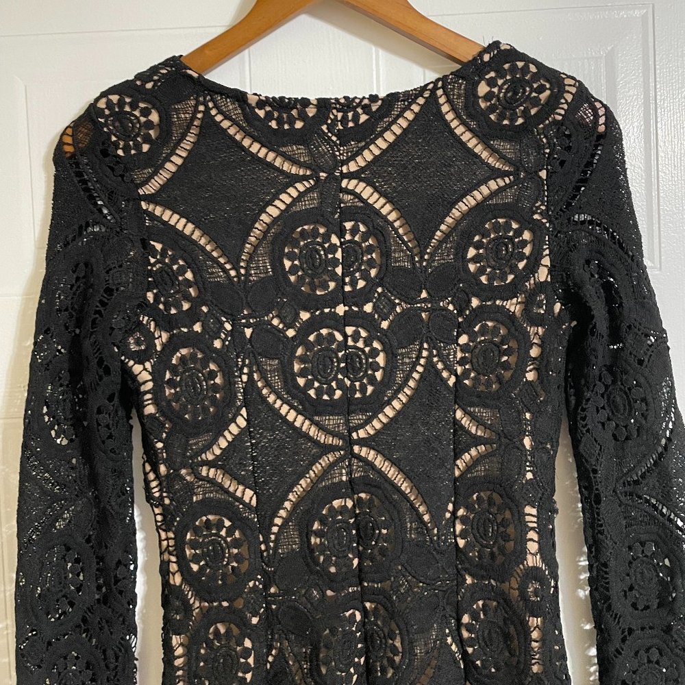 Love Triangle Black Lace Long Sleeve V-Neck Mini Dress - Picture 11 of 15